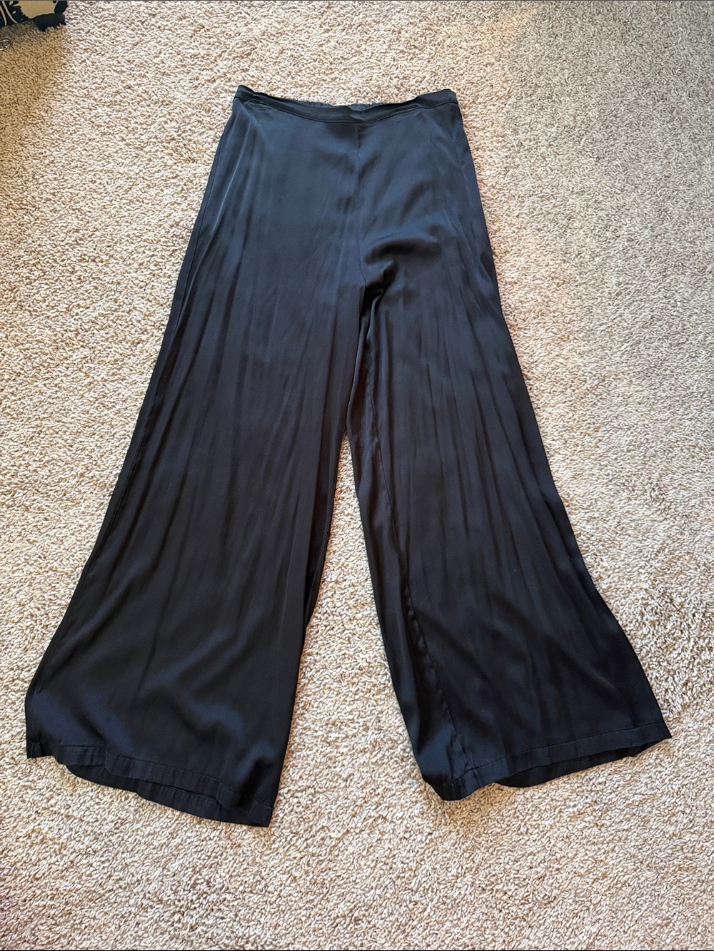 NWT Bryn Walker Silk Wide Leg Pants Black LargeLagenlook Flowy Luxury